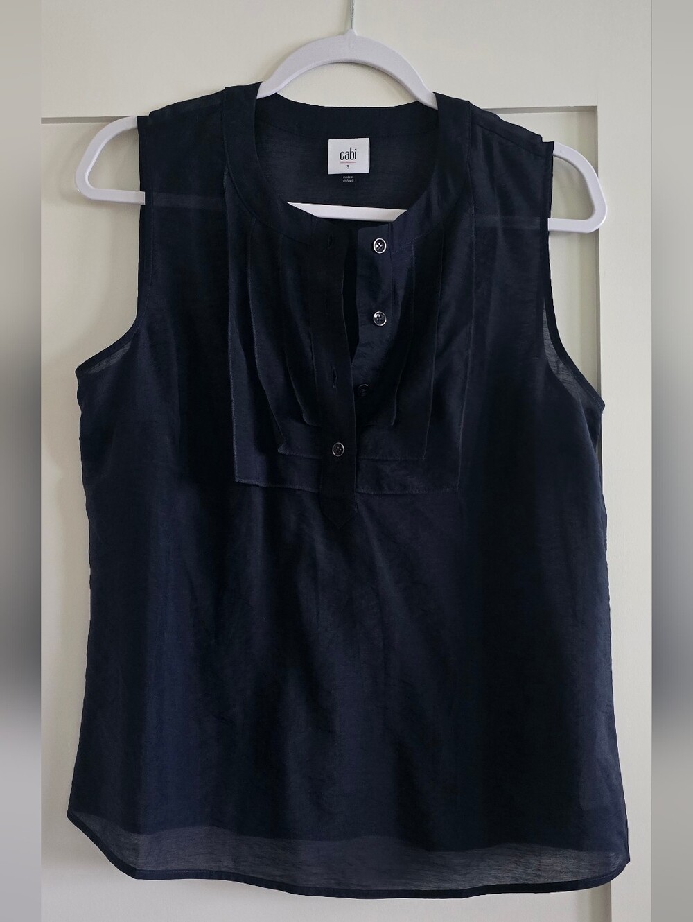 CAbi Navy Sleeveless Button-Front Shell
